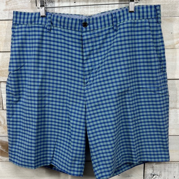 Polo Ralph Lauren Shorts Mens Size 38 Blue Plaid Classic Fit‎ Chino Stretch - Picture 1 of 12